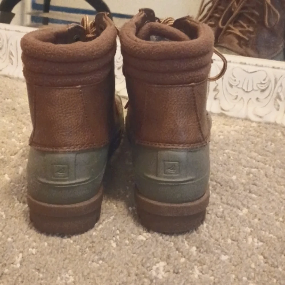 Sperry Top Sider Waterproof Duck Boot Olive and Tan